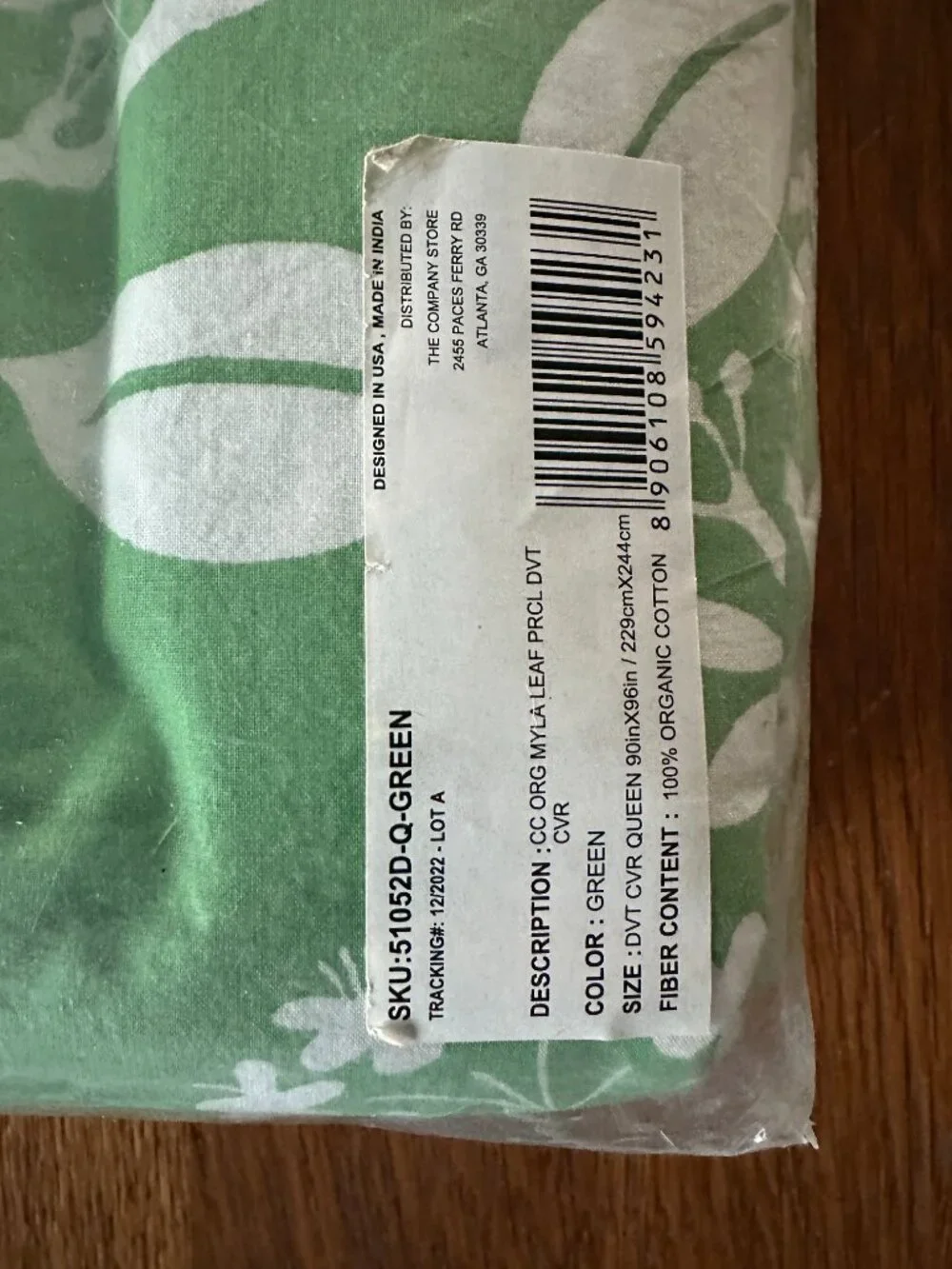 NEW IN PACKAGE - The Company Store Myla Leaf Organic Cotton Percale Duvet Cover,